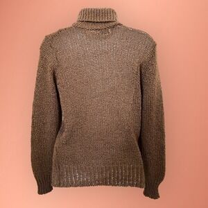 Vintage 100% Virgin Acrylic Fabre Handmade Turtleneck Brown Sweater 4